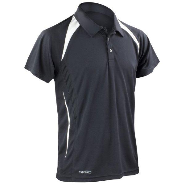 SPIRO Férfi galléros sportpóló Team Spirit - Fekete / fehér | 4XL