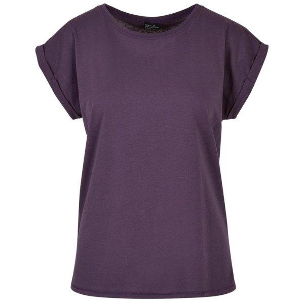 Build Your Brand Laza női póló felhajtott ujjakkal - Sötétlila | 4XL