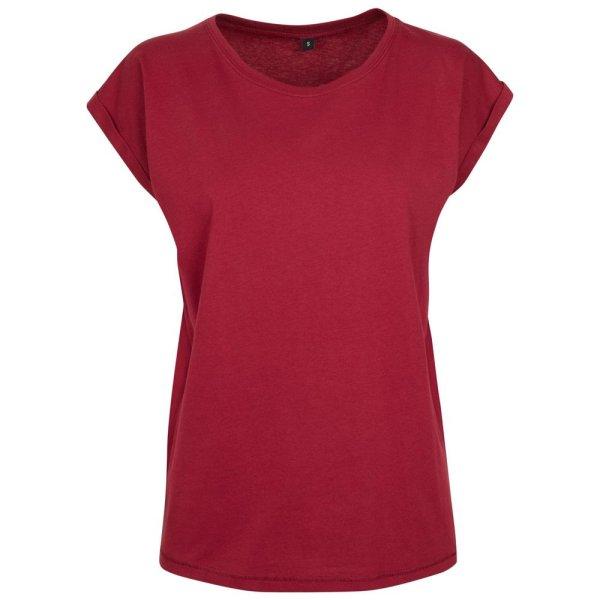 Build Your Brand Laza női póló felhajtott ujjakkal - Borvörös | 2XL