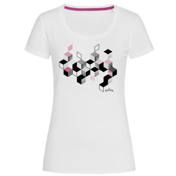 Bontis Női póló CUBES - Fehér / rózsaszín | 2XL