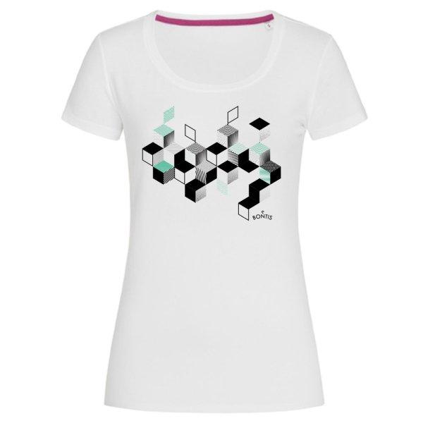 Bontis Női póló CUBES - Fehér / zöld | 2XL