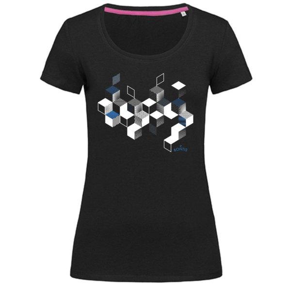 Bontis Női póló CUBES - Fekete / kék | 2XL