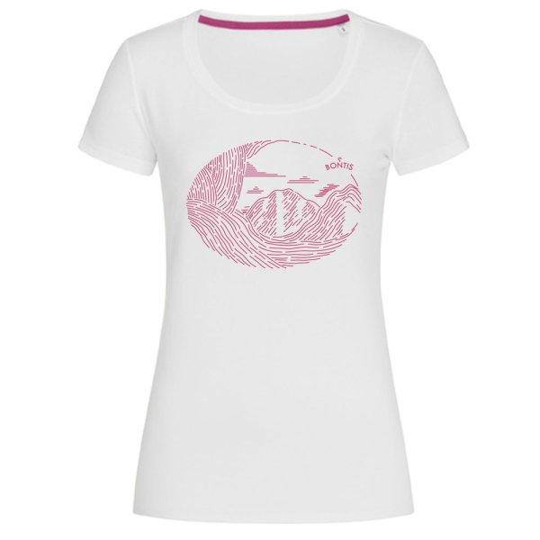 Bontis Női póló MOUNTAINS - Fehér / rózsaszín | 2XL
