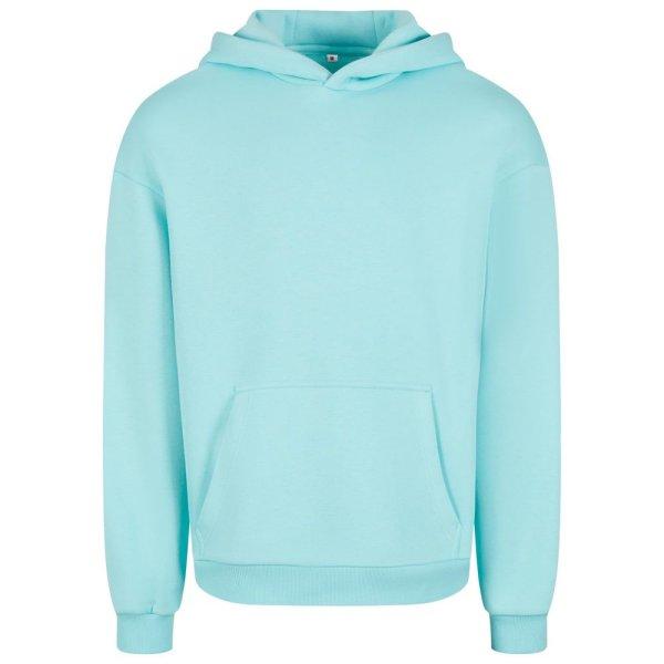 Build Your Brand Puha férfi kapucnis pulóver Fluffy - Beryl blue | 2XL