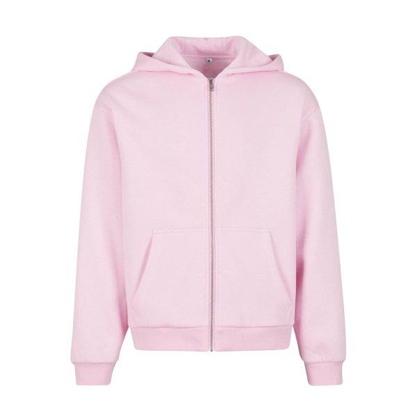 Build Your Brand Puha férfi cipzáros kapucnis pulóver Fluffy - Enyhén
rózsaszín | 2XL