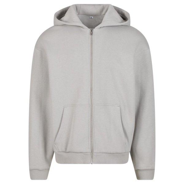 Build Your Brand Puha férfi cipzáros kapucnis pulóver Fluffy - Világos
aszfalt | 4XL