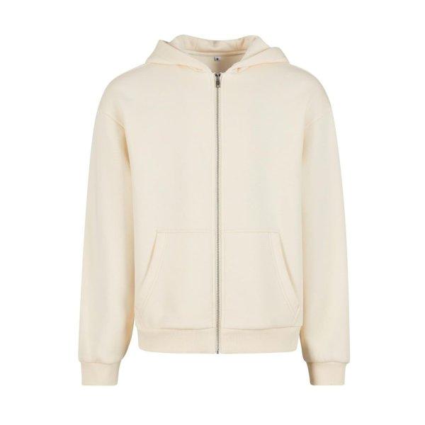 Build Your Brand Puha férfi cipzáros kapucnis pulóver Fluffy - Világos
homokszínű | 4XL