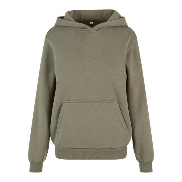Build Your Brand Puha női kapucnis pulóver Fluffy - Világos olív | 3XL