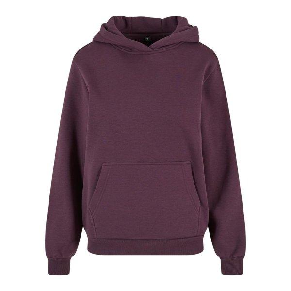 Build Your Brand Puha női kapucnis pulóver Fluffy - Szilvaszínű | 5XL