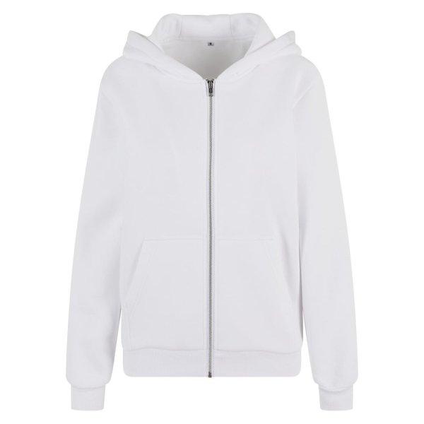 Build Your Brand Puha női cipzáras kapucnis pulóver Fluffy - Fehér | 2XL