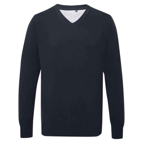 Asquith & Fox Férfi V-nyakú pulóver - Sötétkék | 2XL