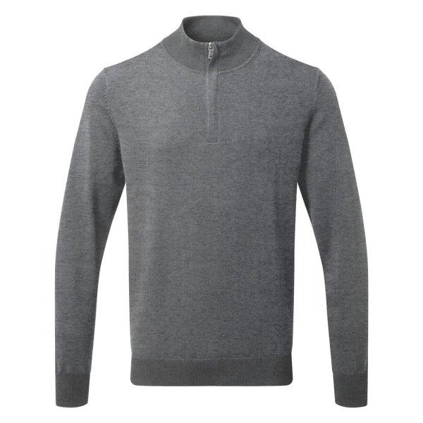 Asquith & Fox Férfi pamutkeverékű pulóver 1/4 cipzárral - Szénfekete | 2XL