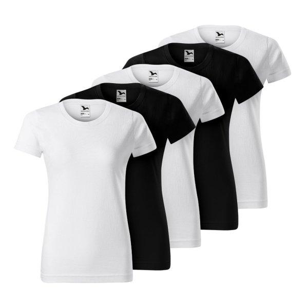 MALFINI 5 darabos szett: BASIC női póló - Fehér / fekete | 3XL