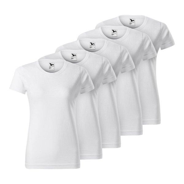 MALFINI 5 darabos szett: BASIC női póló - Fehér | 2XL