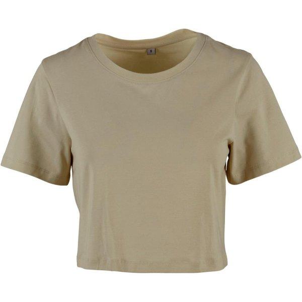 Build Your Brand Rövid ujjú női crop top póló - Világos olív | 3XL