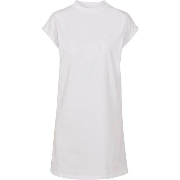 Build Your Brand Lezser pamut ruha állógallérral - Fehér | 3XL