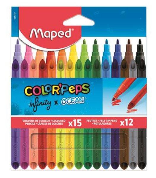Színes ceruza és filctoll készlet, MAPED "Color'Peps
INFINITY", 15+12 különböző szín