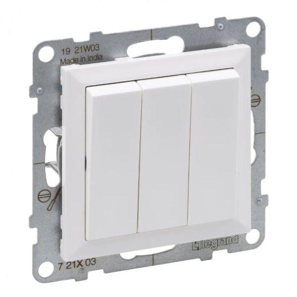Legrand Suno Hármas egypólusú kapcsoló, fehér, Legrand 721103