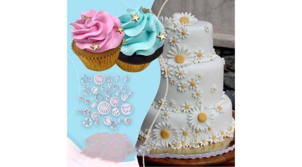 33 részes fondant kiszúró készlet tortadíszítéshez