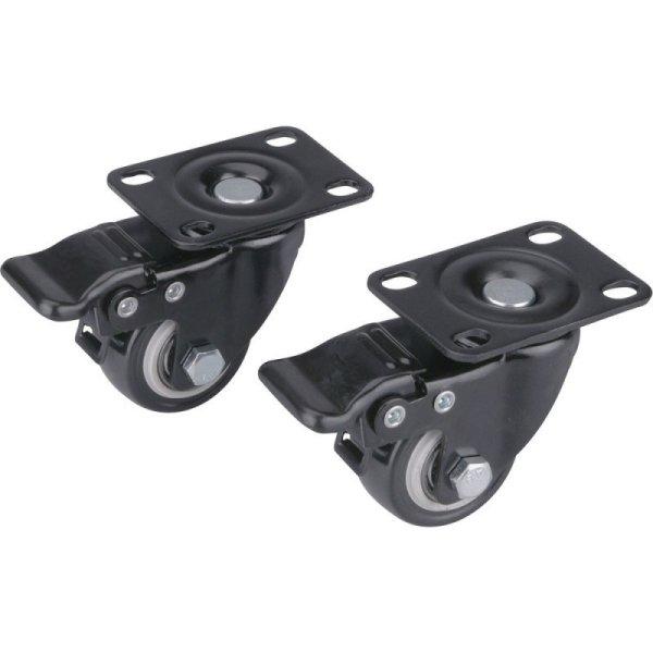 EXTOL PREMIUM készülékgörgő 2 db, önbeálló, rögzítőfékkel, fekete
PVC, golyóscsapággyal, 40mm, max. teherbírás: 30 kg/db