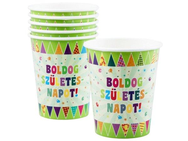 Boldog szülinapot papír pohár 6 darabos - 250 ml