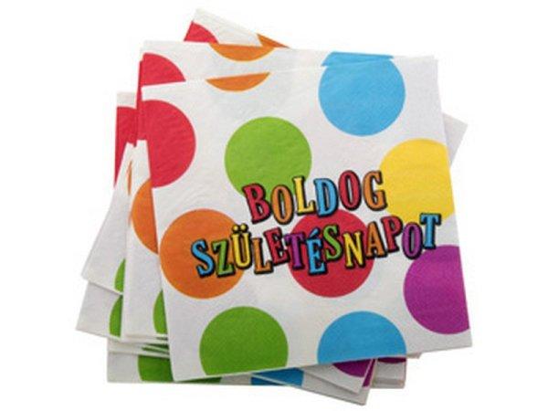 Boldog születésnapot szalvéta 16 darabos - 33 cm