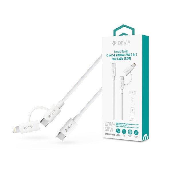 Devia Smart Series 60W+27W PD Type-C/Type-C + Lightning adat- és töltőkábel
1.2m- fehér
