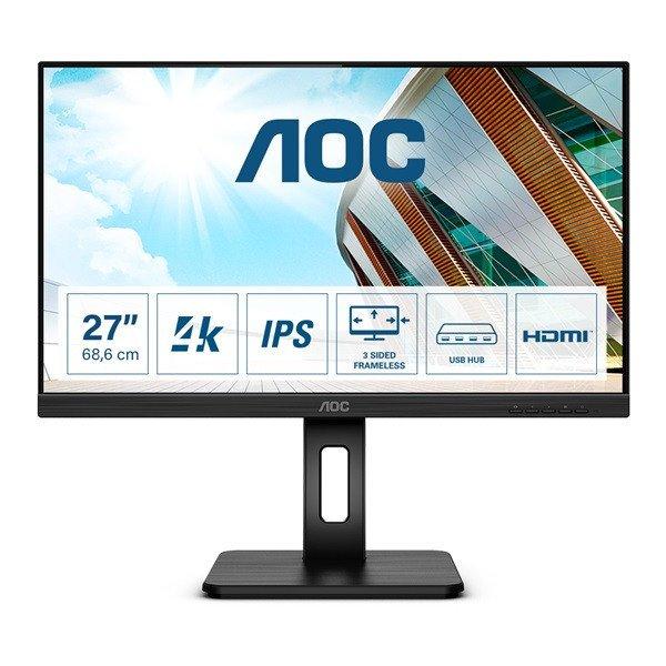 AOC IPS monitor 27" U27P2, 3840x2160, 16:9, 350cd/m2, 4ms,
2xHDMI/DisplayPort/4xUSB, Pivot, hangszóró