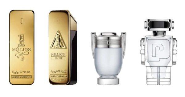 Rabanne Miniatűr kollekció Rabanne férfiaknak - One Million - EDT 5 ml + One
Million Elixir Intense - parfüm 5 ml + Invictus - EDT 5 ml + Phantom - EDT 5 ml