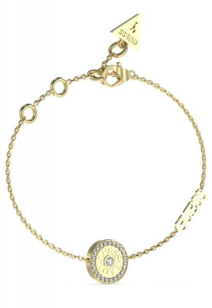 Guess Bájos aranyozott karkötő cirkónium kövekkel Love Guess JUBB04082JWYGS