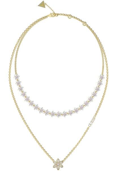 Guess Aranyozott acél virág nyaklánc White Lotus JUBN04130JWYGWHT/U