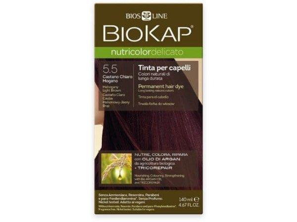 Biokap NUTRICOLOR DELICATO - Hajfesték - 5,50 Barna - világos mahagóni 140 ml