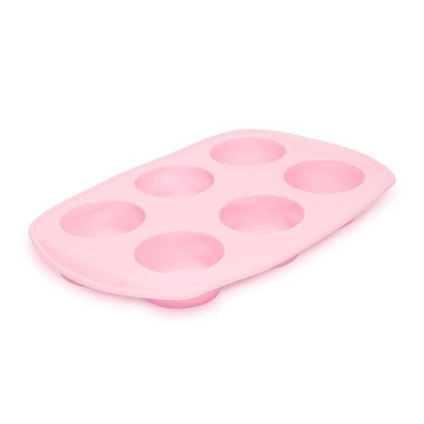 Szilikon muffinsütő-forma - 6 adagos, 5 / 7 cm átmérő, rózsaszín