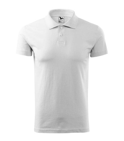 MALFINI Férfi puha galléros póló Single J. - Fehér | XL