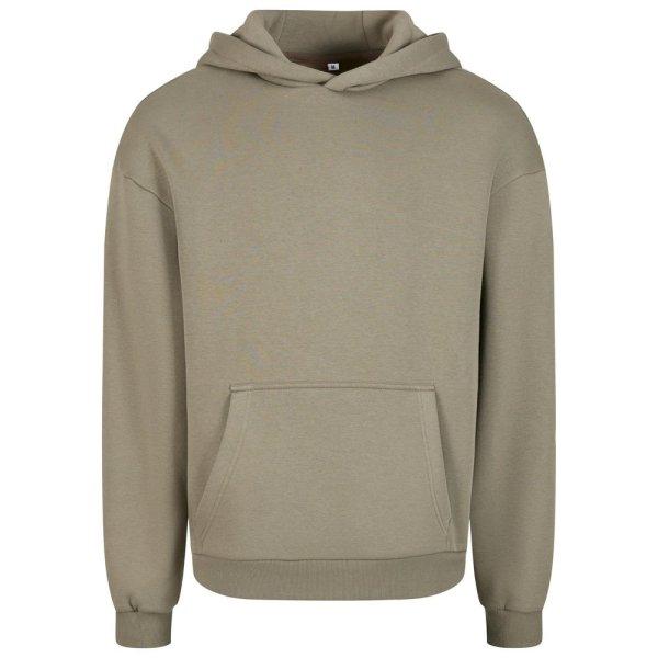 Build Your Brand Puha férfi kapucnis pulóver Fluffy - Világos olív | 2XL