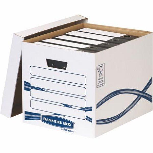 Archiválókonténer, karton, FELLOWES, "Bankers Box Basic Tall",
kék-fehér