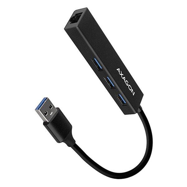 AXAGON HMA-GL3A, USB 3.2 Gen 1 hub, port 3x USB-A + Gigabit Ethernet, fém,
kábel USB-A 20cm