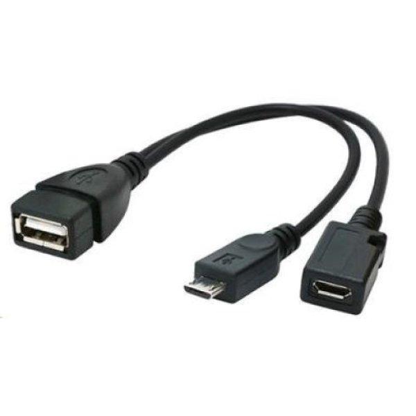 Kábel CABLEXPERT USB AF/micro BM + micro BF, OTG + utántöltés, 15cm, -
tablet és smartphone