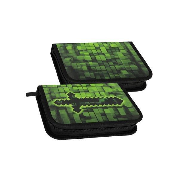 Kétszintes tolltartó Minecraft-stílusú kard mintával – zöld-fekete
550996