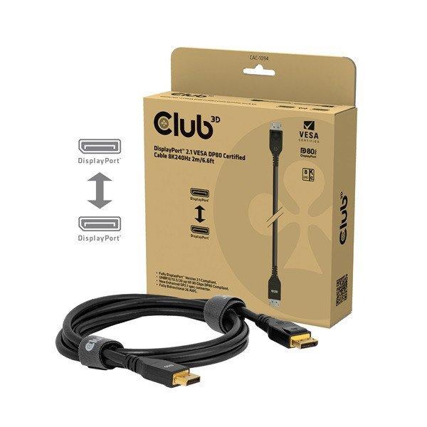 Club 3D Kábel - CAC-1094 (DisplayPort 2.1, 8K2420Hz, 2m, DP80, VESA
tanúsítvány, M/M)