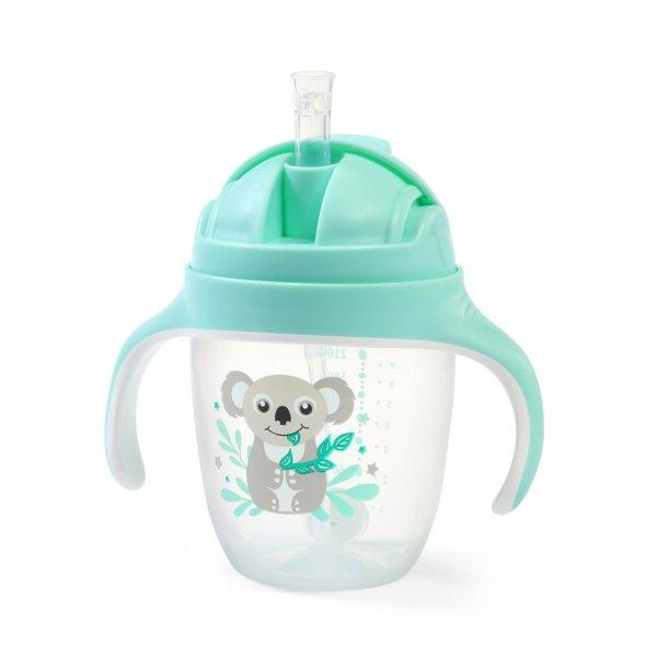 BabyOno Itatópohár szívószállal, füllel, 240 ml, menta, 1464/03