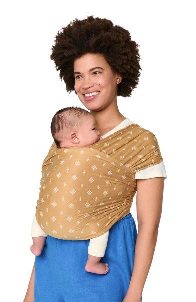 Ergobaby Aura Sustainable Knit Hordozókendő: Camel Harvest / Barna fehér
mintával