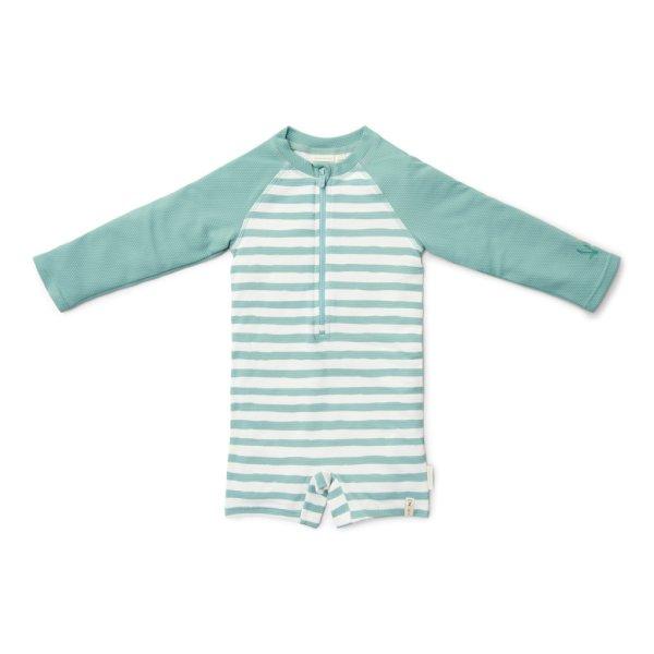 Little Dutch hosszú ujjú úszóoverál Stripes Surf Blue - 74/80