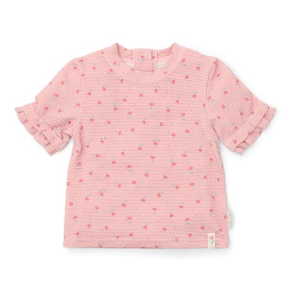 Little Dutch rövid ujjú úszópóló Sunny Flowers Blush - 98/104