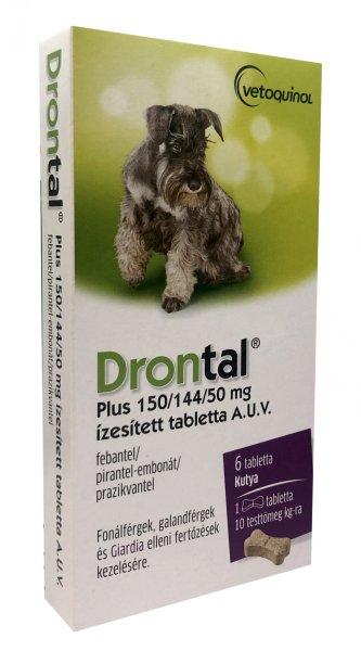 Drontal Plus kutya féregtelenítő 150/144/50 mg ízesített tabletta 6db