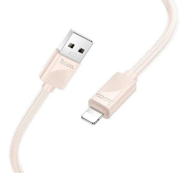 HOCO X114 adatkábel (USB - lightning, 2.4A, gyorstöltő, 100cm) RÓZSASZÍN