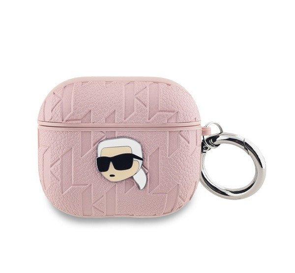 KARL LAGERFELD PU EMBOSSED KARL HEAD szilikon tok (ütésállóság, karabíner)
RÓZSASZÍN Apple AirPods 3