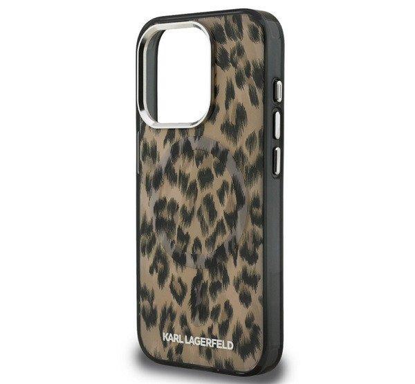 KARL LAGERFELD IML LEOPARD MAGSAFE szilikon telefonvédő (ütésállóság,
kameravédő, MagSafe, leopárd minta) BARNA Apple iPhone 15 Pro