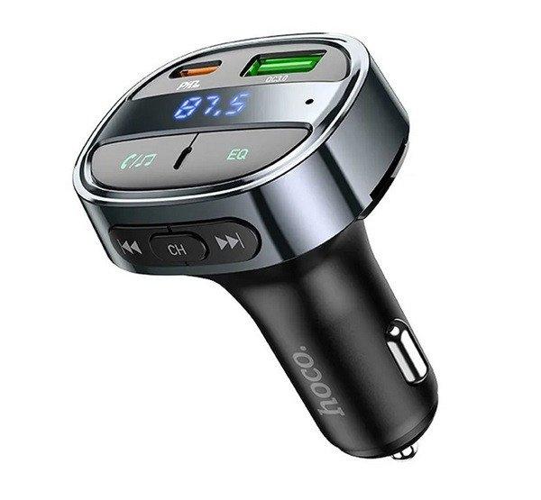 HOCO E70 bluetooth FM transmitter autós töltő USB+Type-C aljzat (30W, PD
gyorstöltő 3.0, microSD, LED kijelző) FEKETE