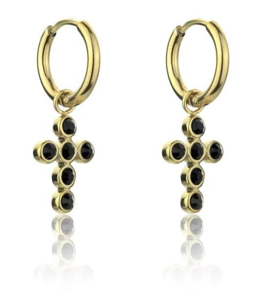 Marc Malone Aranyozott kereszt fülbevaló Avianna Black Earrings MCE23120G